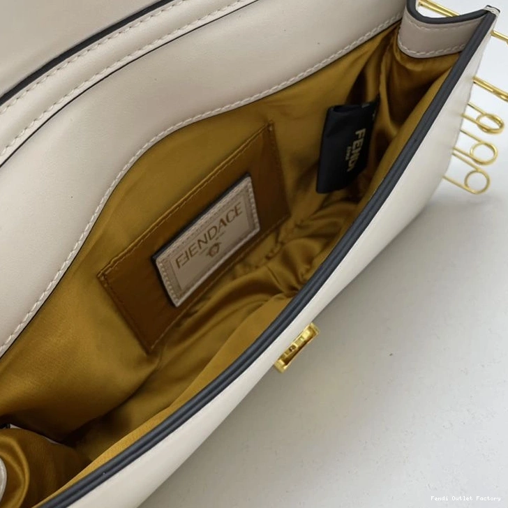 Affordable HOT Pin Medium In Baguette White Calf Fendi with Leather Brooches Fendace Bag 0816